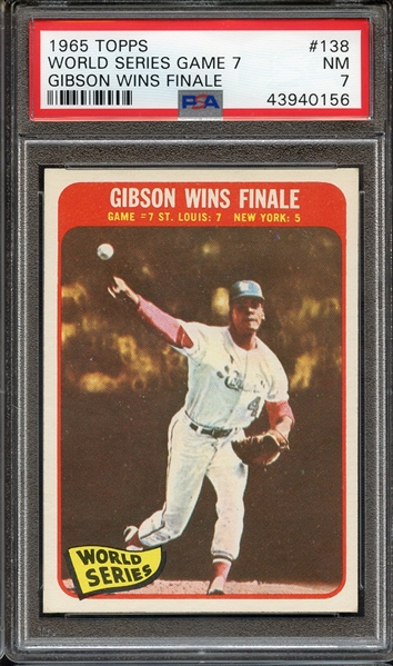 1965 TOPPS 138 WORLD SERIES GAME 7 GIBSON WINS FINALE PSA NM 7
