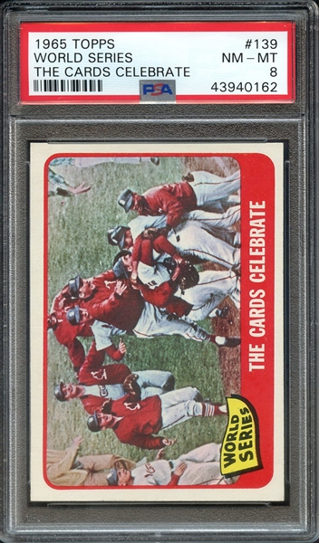 1965 TOPPS 139 WORLD SERIES THE CARDS CELEBRATE PSA NM-MT 8