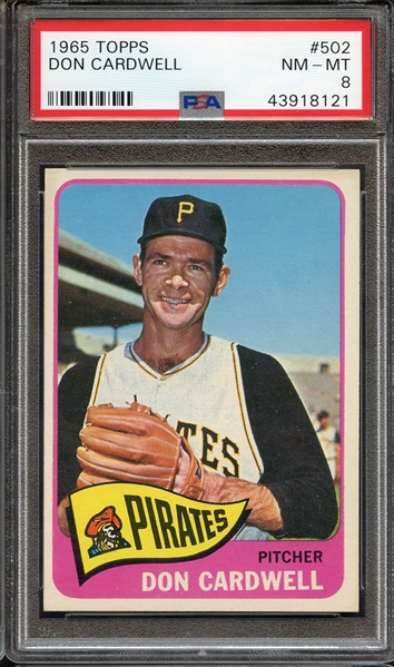 1965 TOPPS 502 DON CARDWELL PSA NM-MT 8