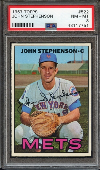 1967 TOPPS 522 JOHN STEPHENSON PSA NM-MT 8