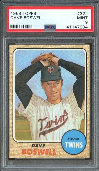 1968 TOPPS 322 DAVE BOSWELL PSA MINT 9