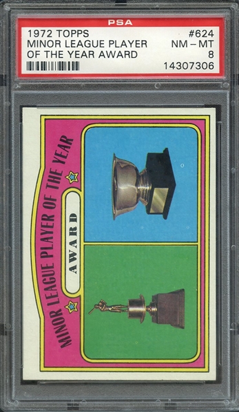 1972 TOPPS 624 MINOR LEAGUE PLAYER OF THE YEAR AWARD PSA NM-MT 8