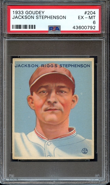 1933 GOUDEY 204 JACKSON STEPHENSON PSA EX-MT 6