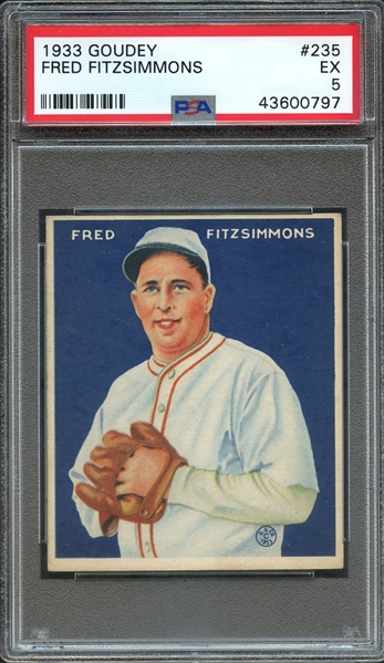 1933 GOUDEY 235 FRED FITZSIMMONS PSA EX 5