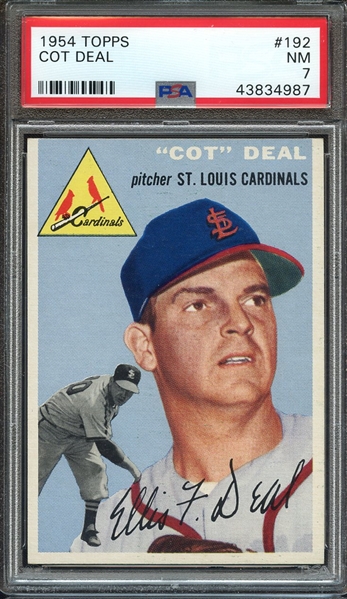 1954 TOPPS 192 COT DEAL PSA NM 7