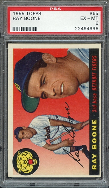 1955 TOPPS 65 RAY BOONE PSA EX-MT 6