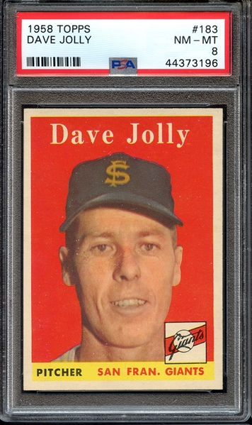 1958 TOPPS 183 DAVE JOLLY PSA NM-MT 8
