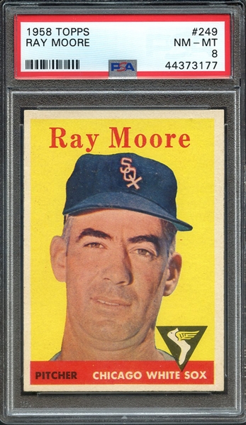 1958 TOPPS 249 RAY MOORE PSA NM-MT 8