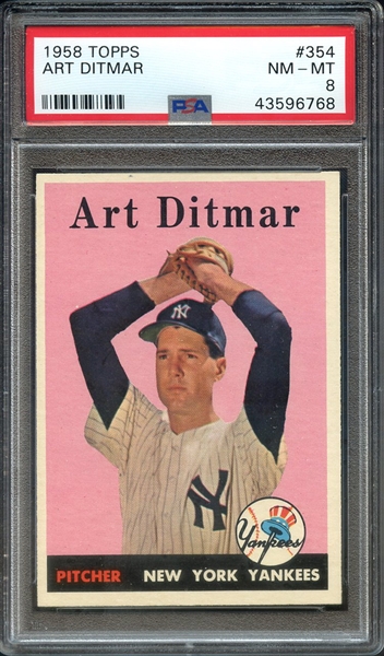 1958 TOPPS 354 ART DITMAR PSA NM-MT 8