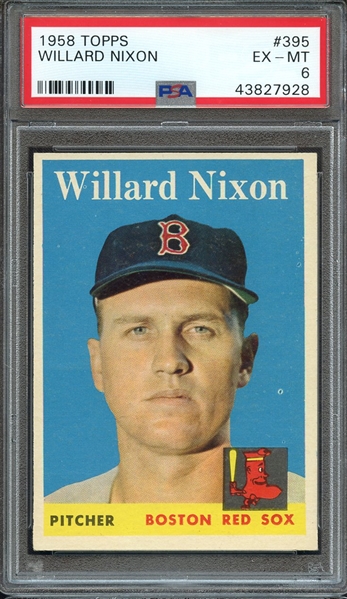 1958 TOPPS 395 WILLARD NIXON PSA EX-MT 6