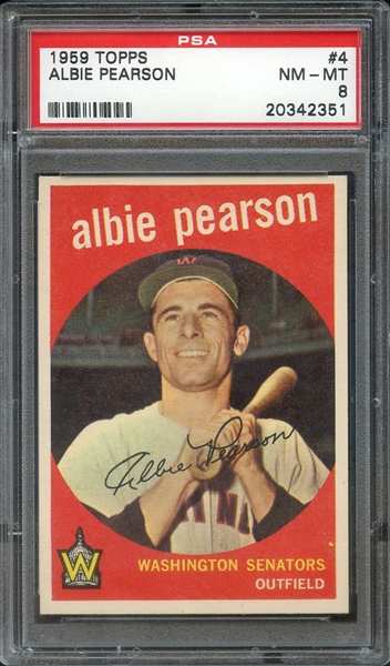 1959 TOPPS 4 ALBIE PEARSON PSA NM-MT 8