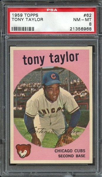 1959 TOPPS 62 TONY TAYLOR PSA NM-MT 8