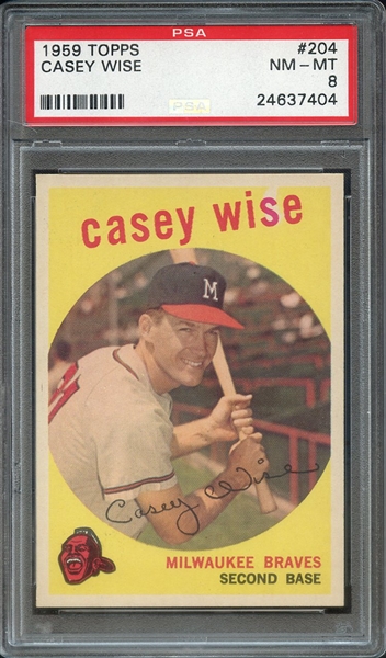 1959 TOPPS 204 CASEY WISE PSA NM-MT 8