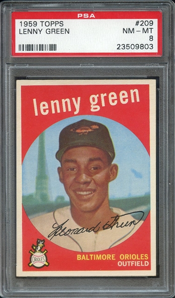 1959 TOPPS 209 LENNY GREEN PSA NM-MT 8