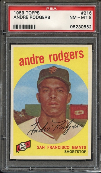 1959 TOPPS 216 ANDRE RODGERS PSA NM-MT 8