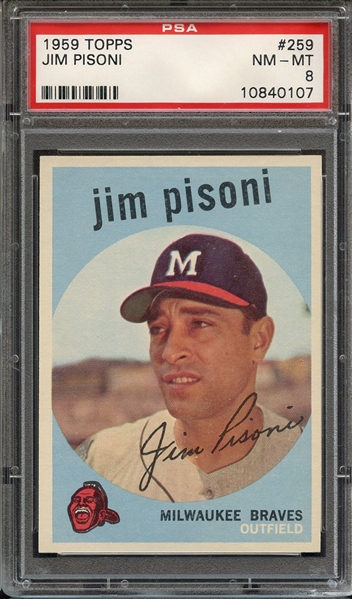1959 TOPPS 259 JIM PISONI PSA NM-MT 8
