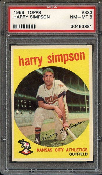 1959 TOPPS 333 HARRY SIMPSON PSA NM-MT 8