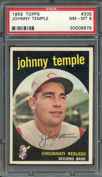 1959 TOPPS 335 JOHNNY TEMPLE PSA NM-MT 8