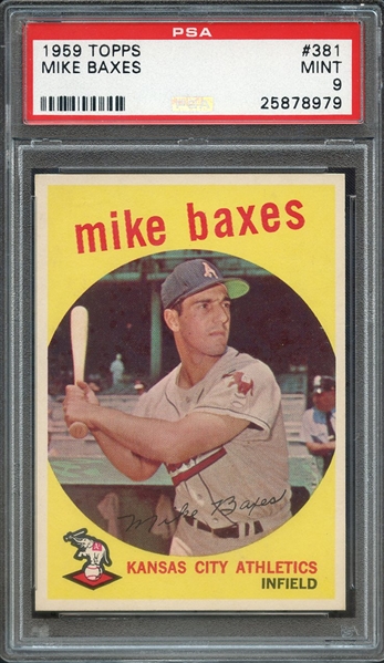 1959 TOPPS 381 MIKE BAXES PSA MINT 9