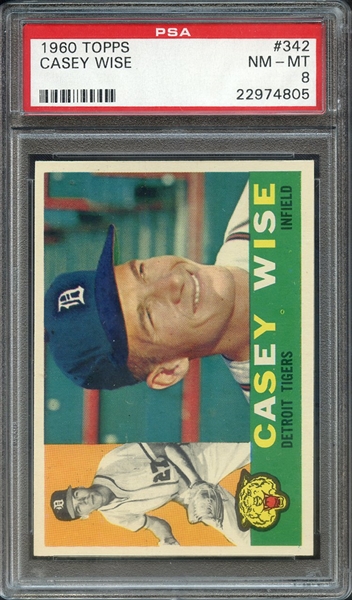 1960 TOPPS 342 CASEY WISE PSA NM-MT 8