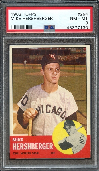 1963 TOPPS 254 MIKE HERSHBERGER PSA NM-MT 8