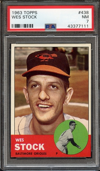 1963 TOPPS 438 WES STOCK PSA NM 7