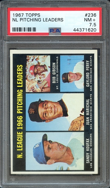 1967 TOPPS 236 NL PITCHING LEADERS PSA NM+ 7.5