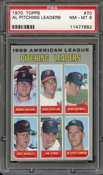 1970 TOPPS 70 AL PITCHING LEADERS PSA NM-MT 8