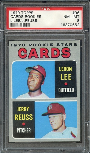 1970 TOPPS 96 CARDS ROOKIES L.LEE/J.REUSS PSA NM-MT 8