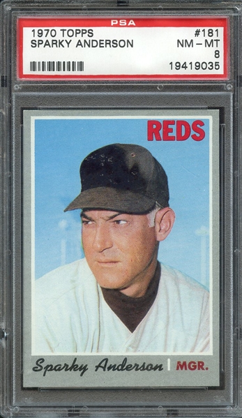 1970 TOPPS 181 SPARKY ANDERSON PSA NM-MT 8