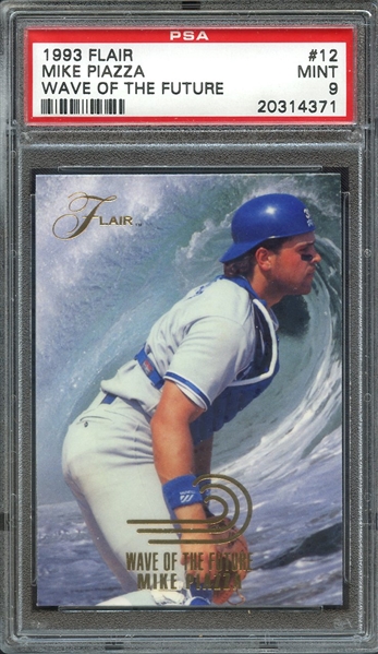 1993 FLAIR WAVE OF THE FUTURE 12 MIKE PIAZZA PSA MINT 9