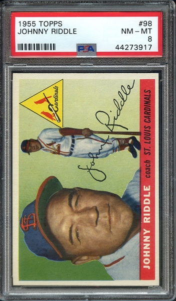 1955 TOPPS 98 JOHNNY RIDDLE PSA NM-MT 8