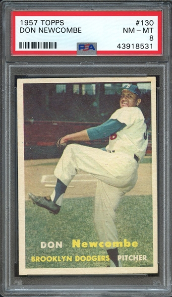 1957 TOPPS 130 DON NEWCOMBE PSA NM-MT 8
