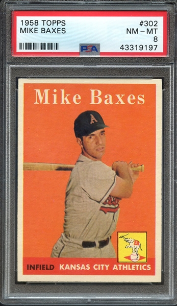 1958 TOPPS 302 MIKE BAXES PSA NM-MT 8