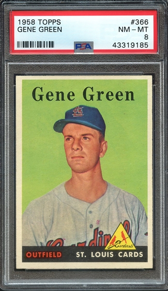 1958 TOPPS 366 GENE GREEN PSA NM-MT 8