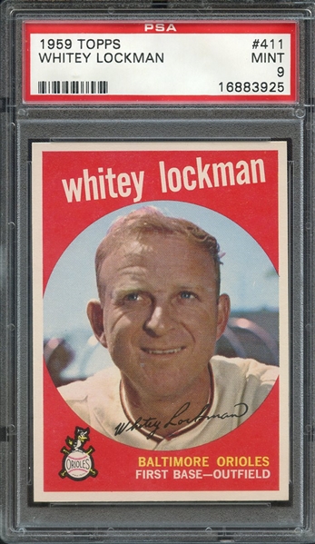 1959 TOPPS 411 WHITEY LOCKMAN PSA MINT 9