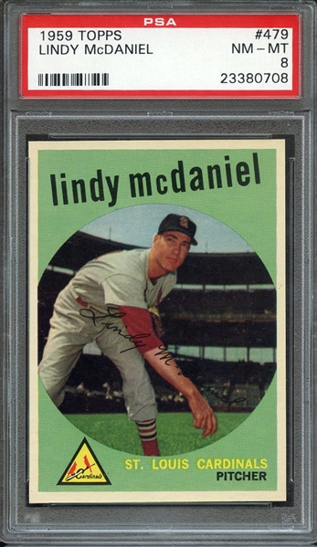 1959 TOPPS 479 LINDY McDANIEL PSA NM-MT 8