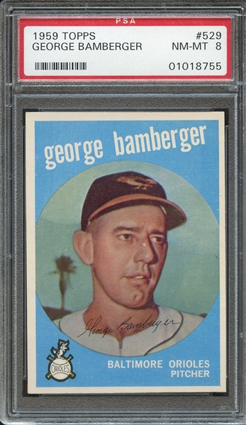1959 TOPPS 529 GEORGE BAMBERGER PSA NM-MT 8