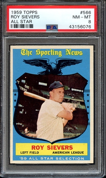 1959 TOPPS 566 ROY SIEVERS ALL STAR PSA NM-MT 8