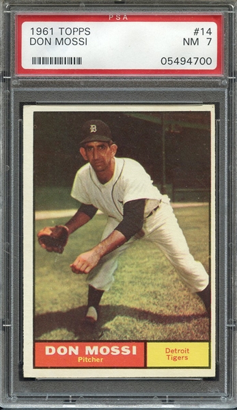1961 TOPPS 14 DON MOSSI PSA NM 7