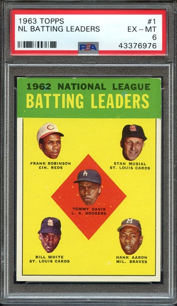 1963 TOPPS 1 NL BATTING LEADERS PSA EX-MT 6