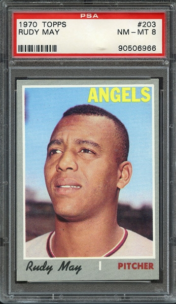 1970 TOPPS 203 RUDY MAY PSA NM-MT 8