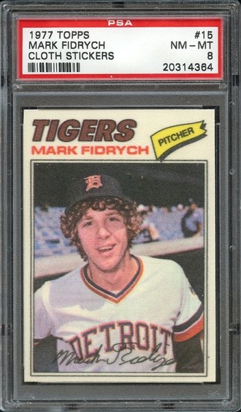 1977 TOPPS CLOTH STICKERS 15 MARK FIDRYCH CLOTH STICKERS PSA NM-MT 8