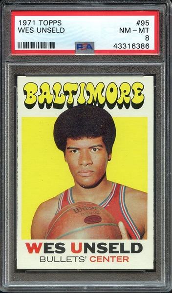 1971 TOPPS 95 WES UNSELD PSA NM-MT 8