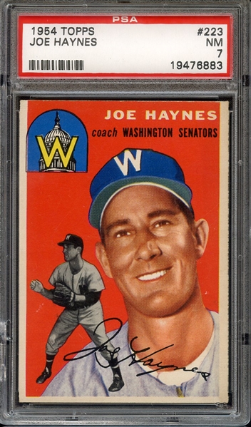 1954 TOPPS 223 JOE HAYNES PSA NM 7