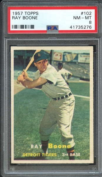 1957 TOPPS 102 RAY BOONE PSA NM-MT 8