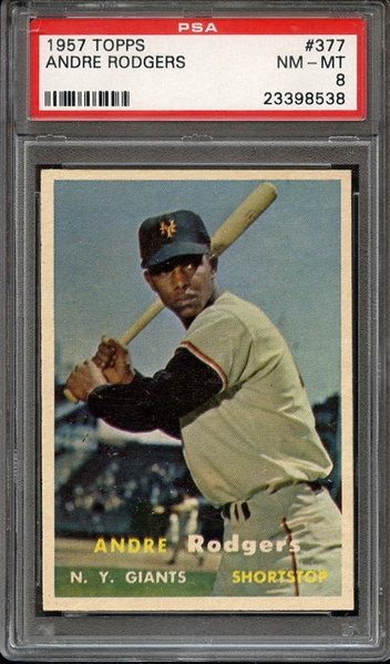 1957 TOPPS 377 ANDRE RODGERS PSA NM-MT 8