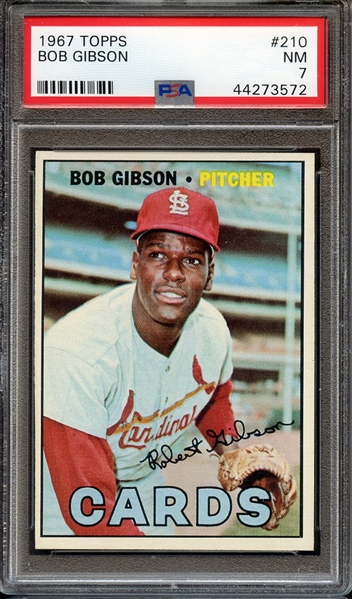1967 TOPPS 210 BOB GIBSON PSA NM 7
