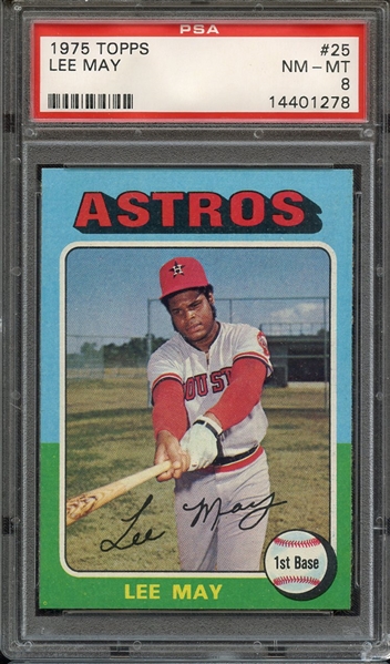 1975 TOPPS 25 LEE MAY PSA NM-MT 8