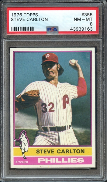 1976 TOPPS 355 STEVE CARLTON PSA NM-MT 8